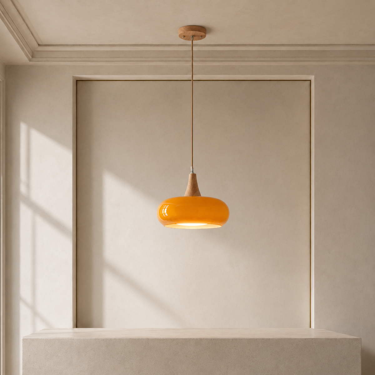 Marlow Glass & Wood Pendant Light