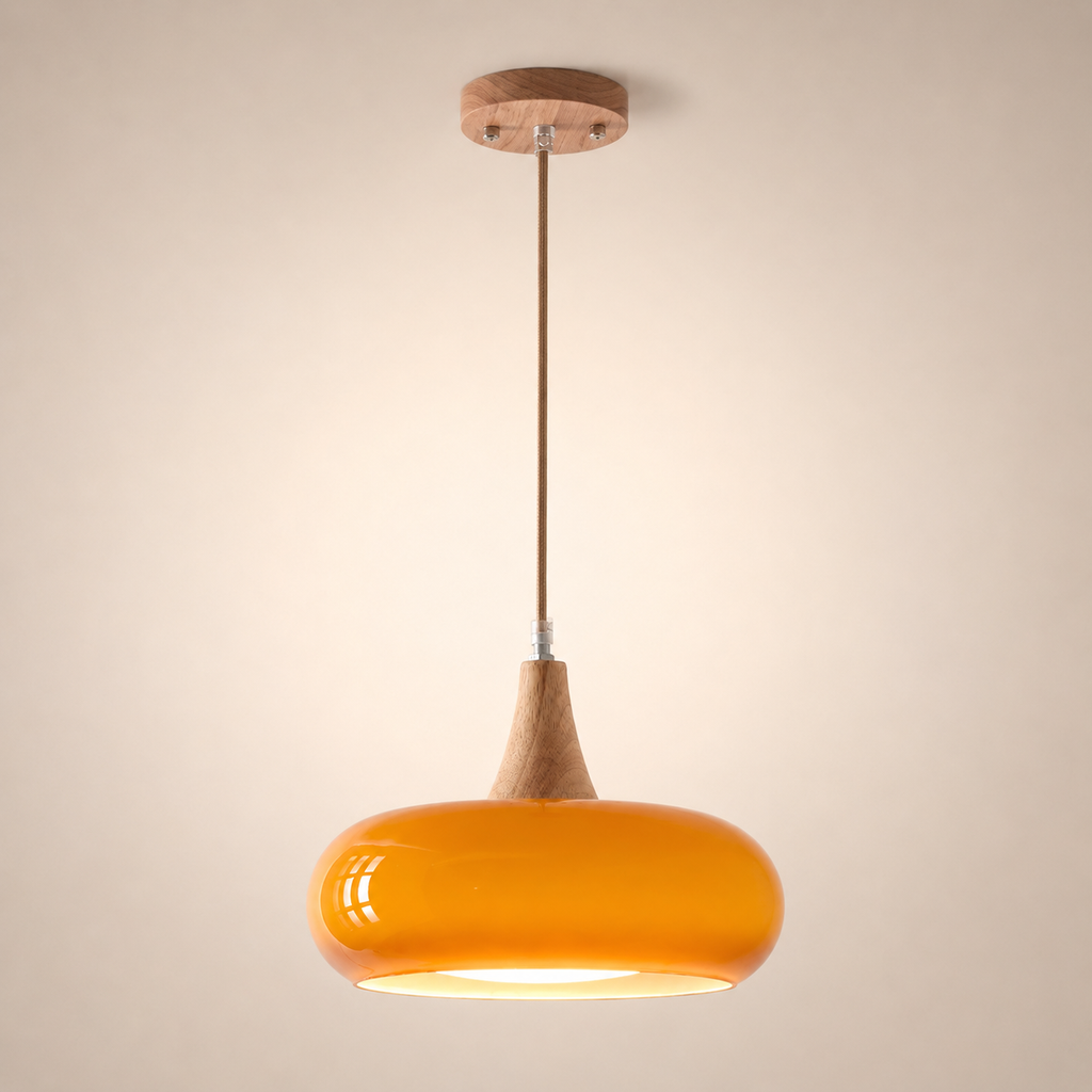 Marlow Glass & Wood Pendant Light