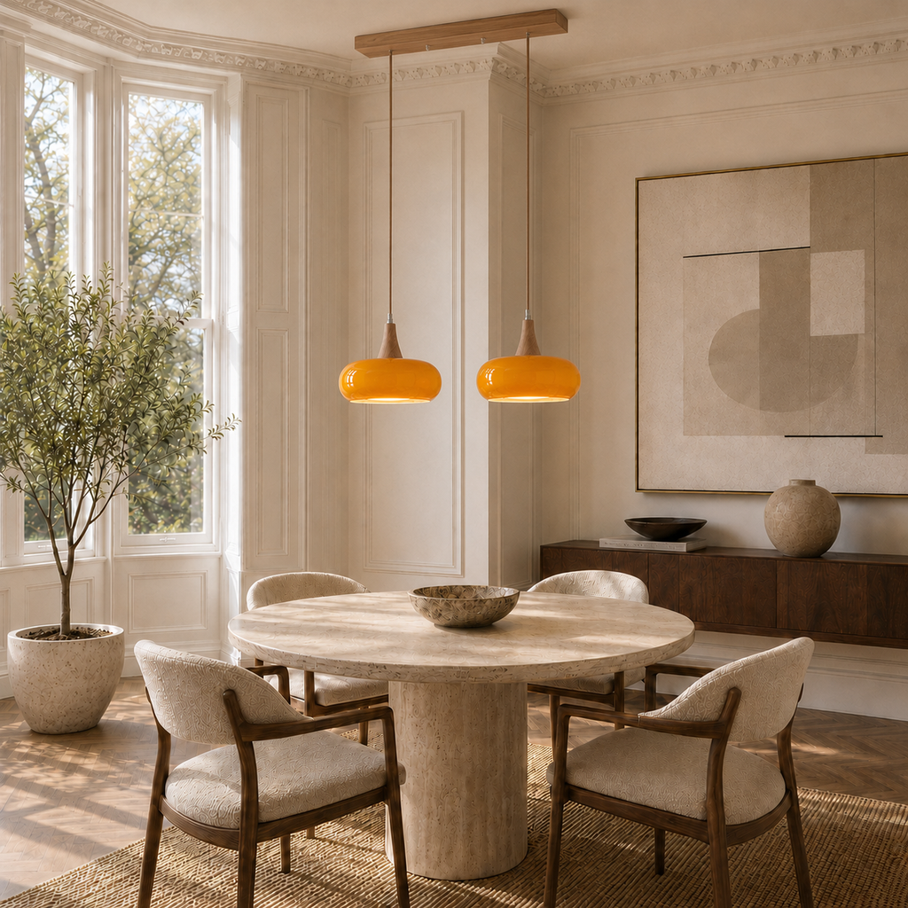 Marlow Glass & Wood Pendant Light