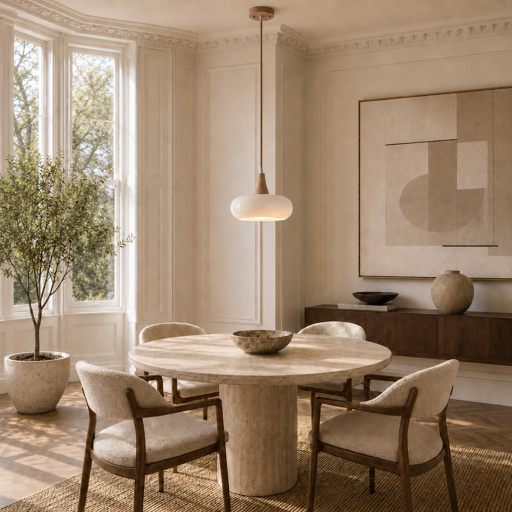 Marlow Glass & Wood Pendant Light