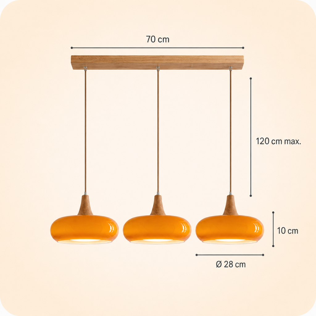 Marlow Glass & Wood Pendant Light