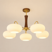 Modern Copper Chandelier Walnut Wood