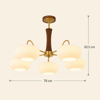 Modern Copper Chandelier Walnut Wood