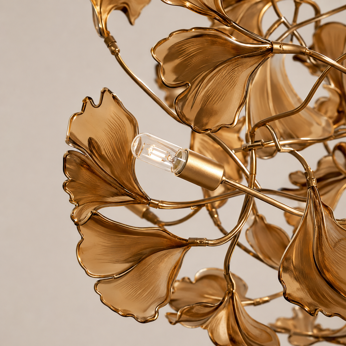 Modern Ginkgo Leaf Chandelier – Brown, Green & Blue
