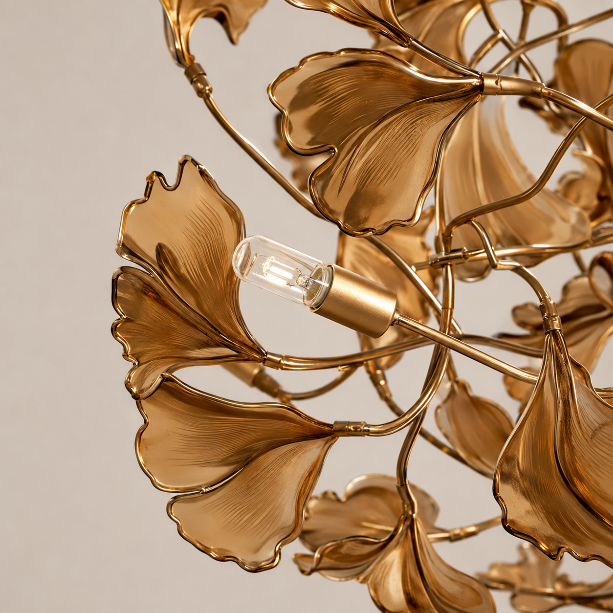 Modern Ginkgo Leaf Chandelier – Brown, Green & Blue