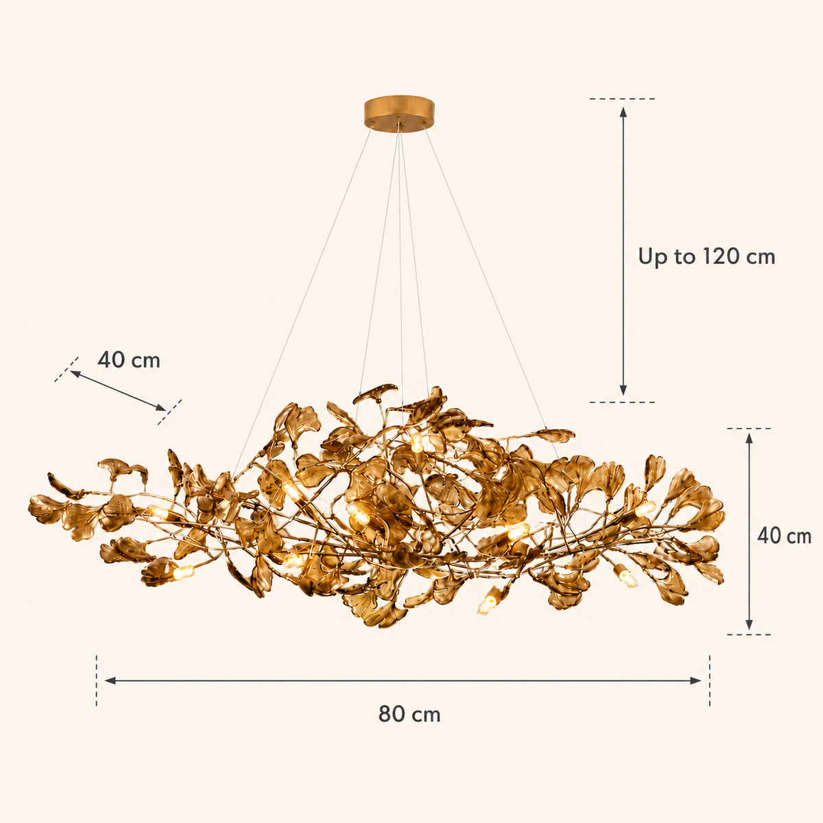 Modern Ginkgo Leaf Chandelier – Brown, Green & Blue