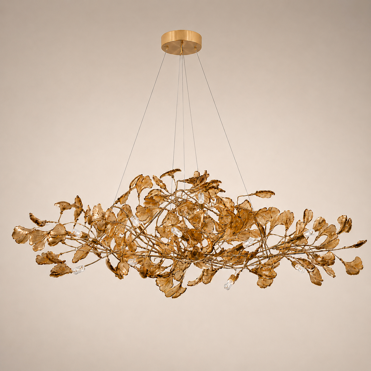 Modern Ginkgo Leaf Chandelier – Brown, Green & Blue