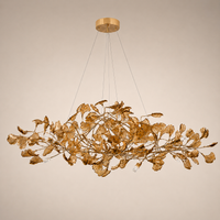 Modern Ginkgo Leaf Chandelier – Brown, Green & Blue