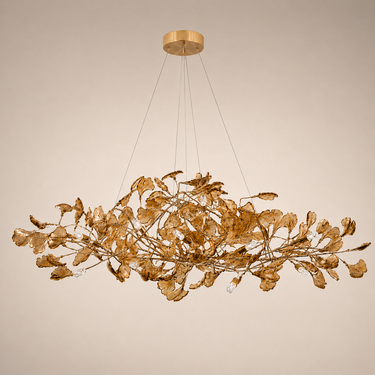 Modern Ginkgo Leaf Chandelier – Brown, Green & Blue