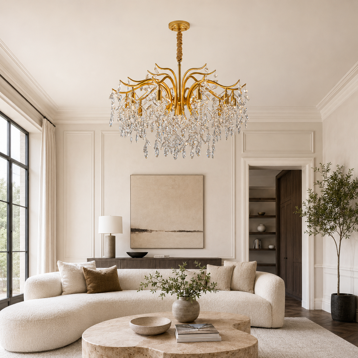 Modern Crystal Chandelier Gold