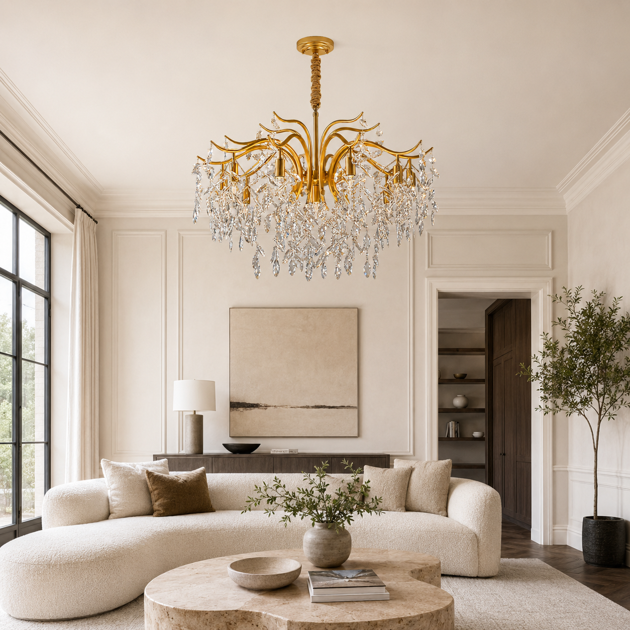 Modern Crystal Chandelier Gold