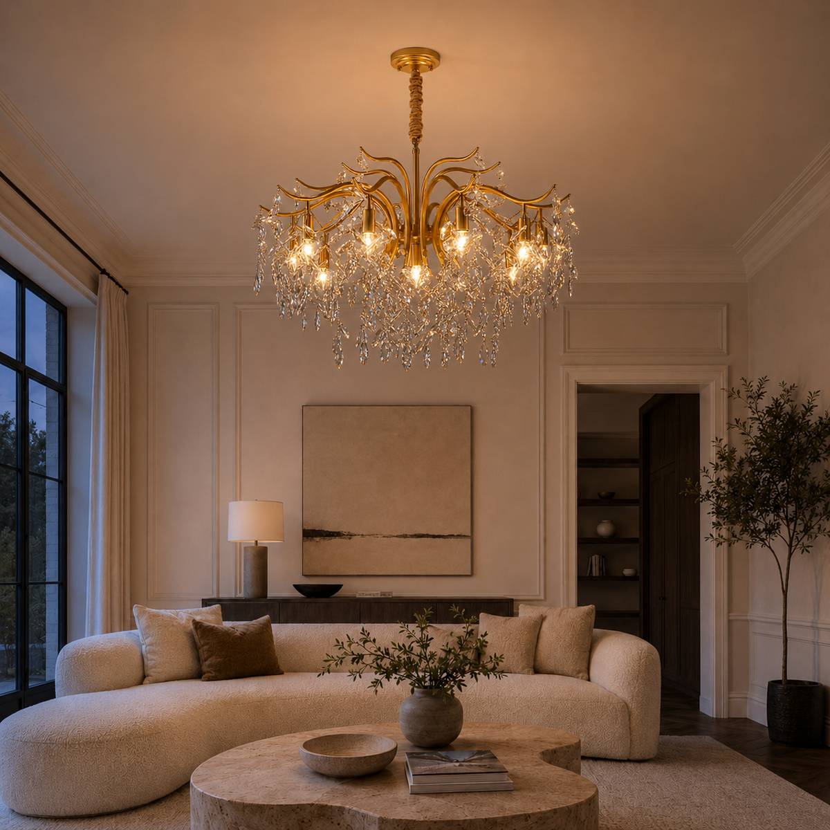 Modern Crystal Chandelier Gold