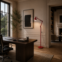 Reading Lamp Floor Adjustable Swing Arm Black Metal