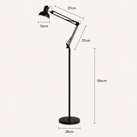 Reading Lamp Floor Adjustable Swing Arm Black Metal