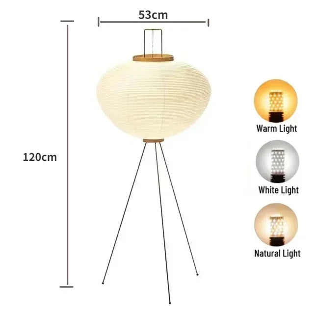 Rice Paper Floor Lamp With Iron Tripod