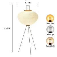 Rice Paper Floor Lamp With Iron Tripod