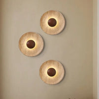 Wall Lights Wood Natural Stone Round