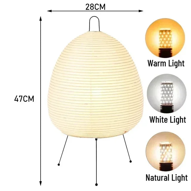 Rice Paper Floor Lamp With Iron Tripod