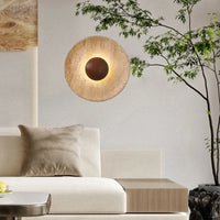 Wall Lights Wood Natural Stone Round