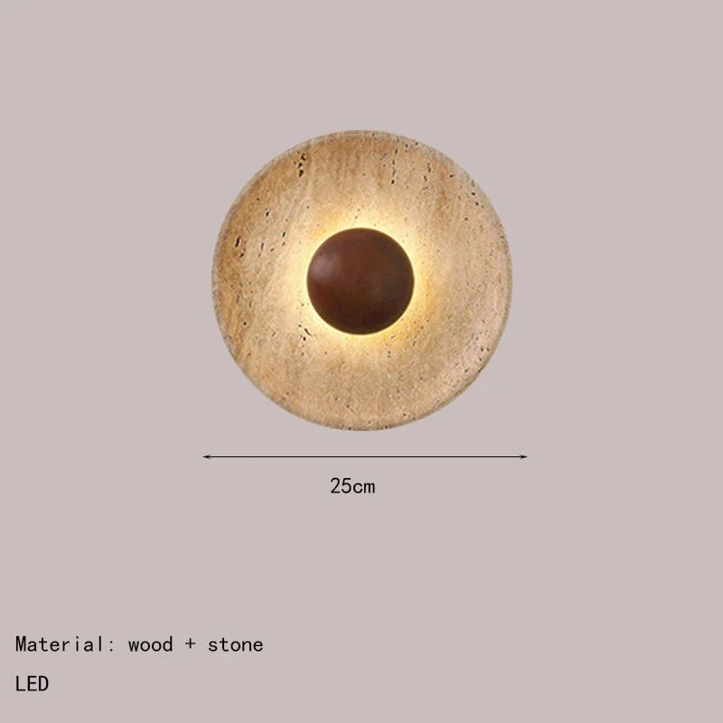 Wall Lights Wood Natural Stone Round