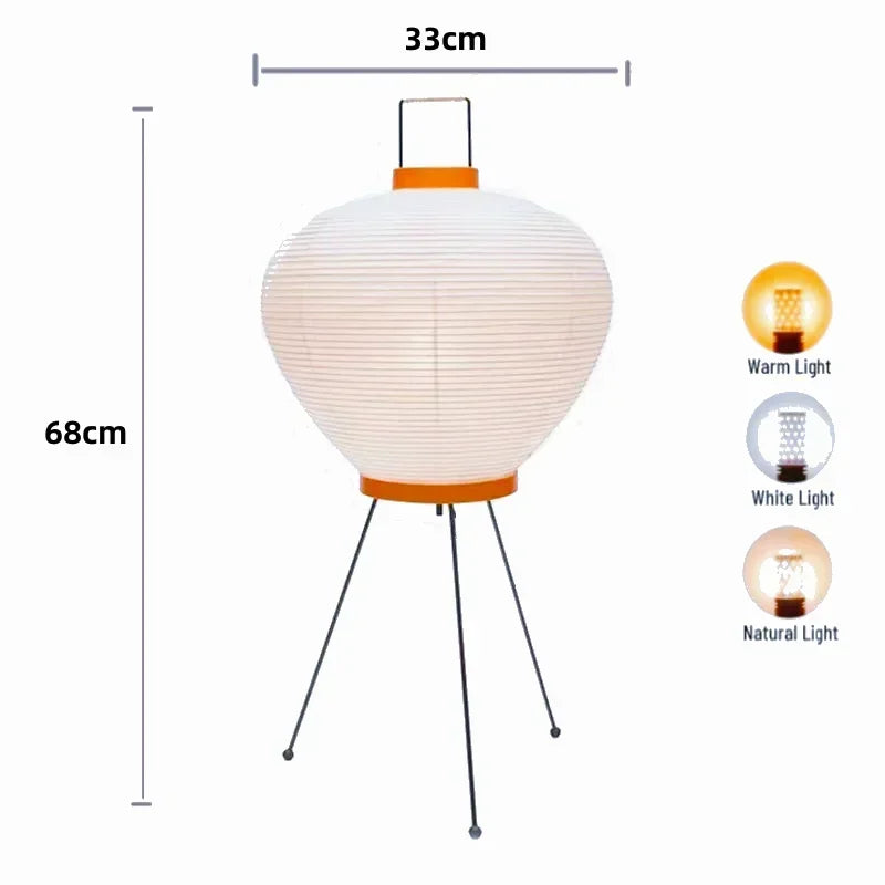Rice Paper Floor Lamp With Iron Tripod