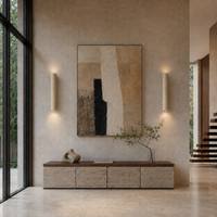 Maren Yellow Travertine & Wood Wall Light