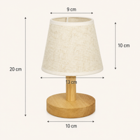 Small Wooden USB-Powered LED Table Lamp with Fabric Shade – Eli