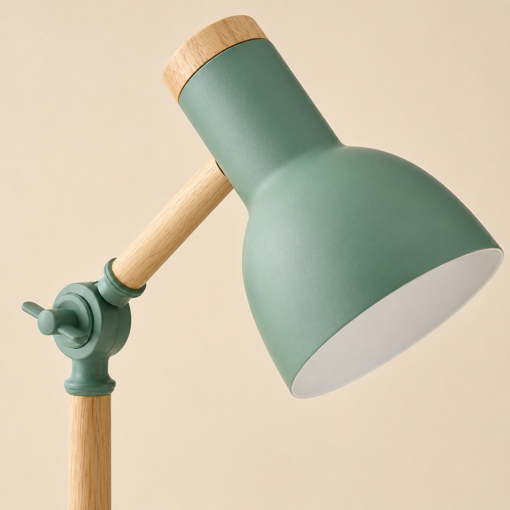 Adjustable Nordic Wooden & Metal Bedside Table Lamp – Mila