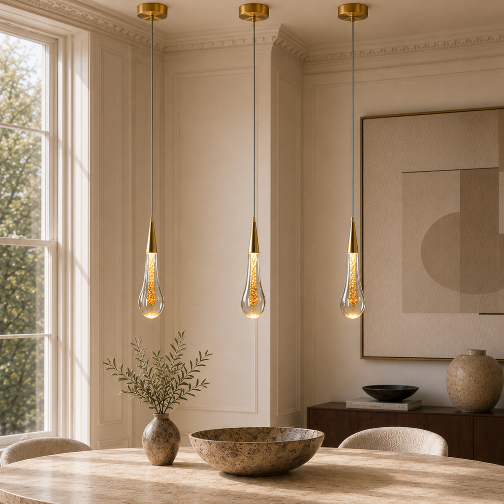 Single Pendant Lights For Kitchen Island LED Water Drop