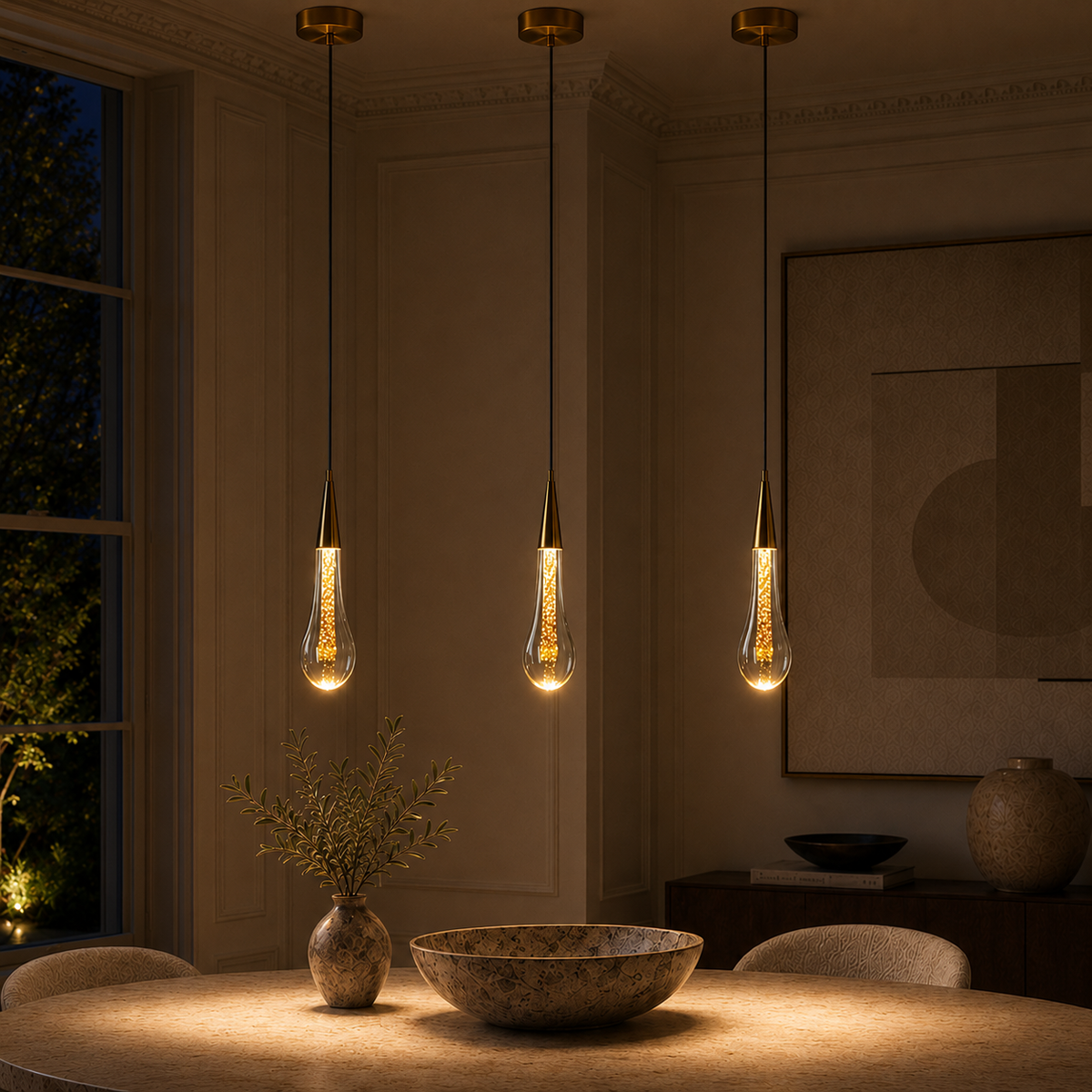 Single Pendant Lights For Kitchen Island LED Water Drop