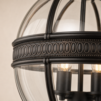 Wrought Iron Glass Globe Pendant Light