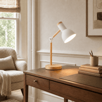 Norven Living Adjustable Nordic Wooden & Metal Bedside Table Lamp – Mila