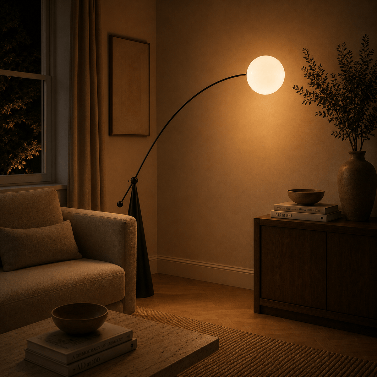 Norven Living Arched Floor Lamp Arc Globe Shade