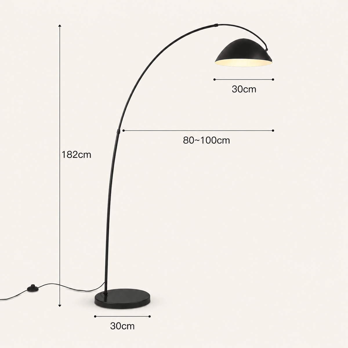 Norven Living Black Stainless Steel Arc Floor Lamp