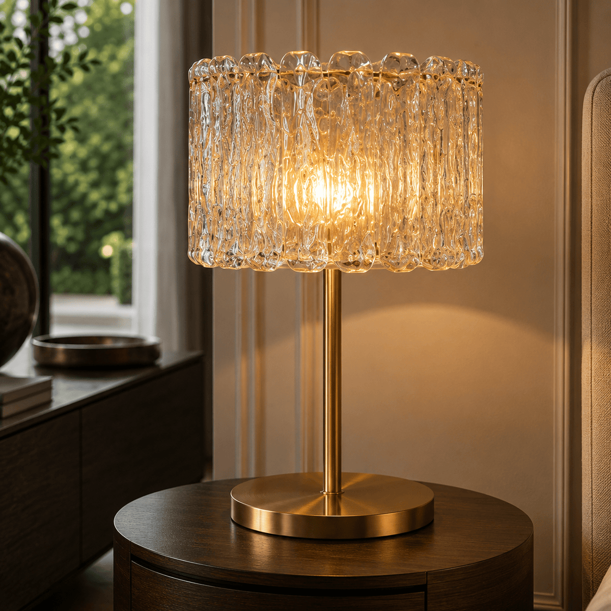 Norven Living Brass Table Lamp Clear Glass