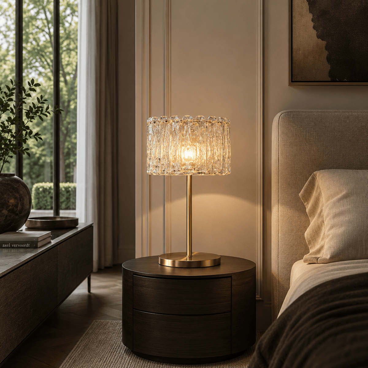 Norven Living Brass Table Lamp Clear Glass
