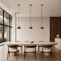 Norven Living Calen Stacked Wood & Travertine Pendant Light