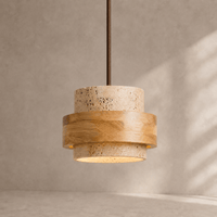 Norven Living Calen Stacked Wood & Travertine Pendant Light