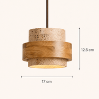 Norven Living Calen Stacked Wood & Travertine Pendant Light