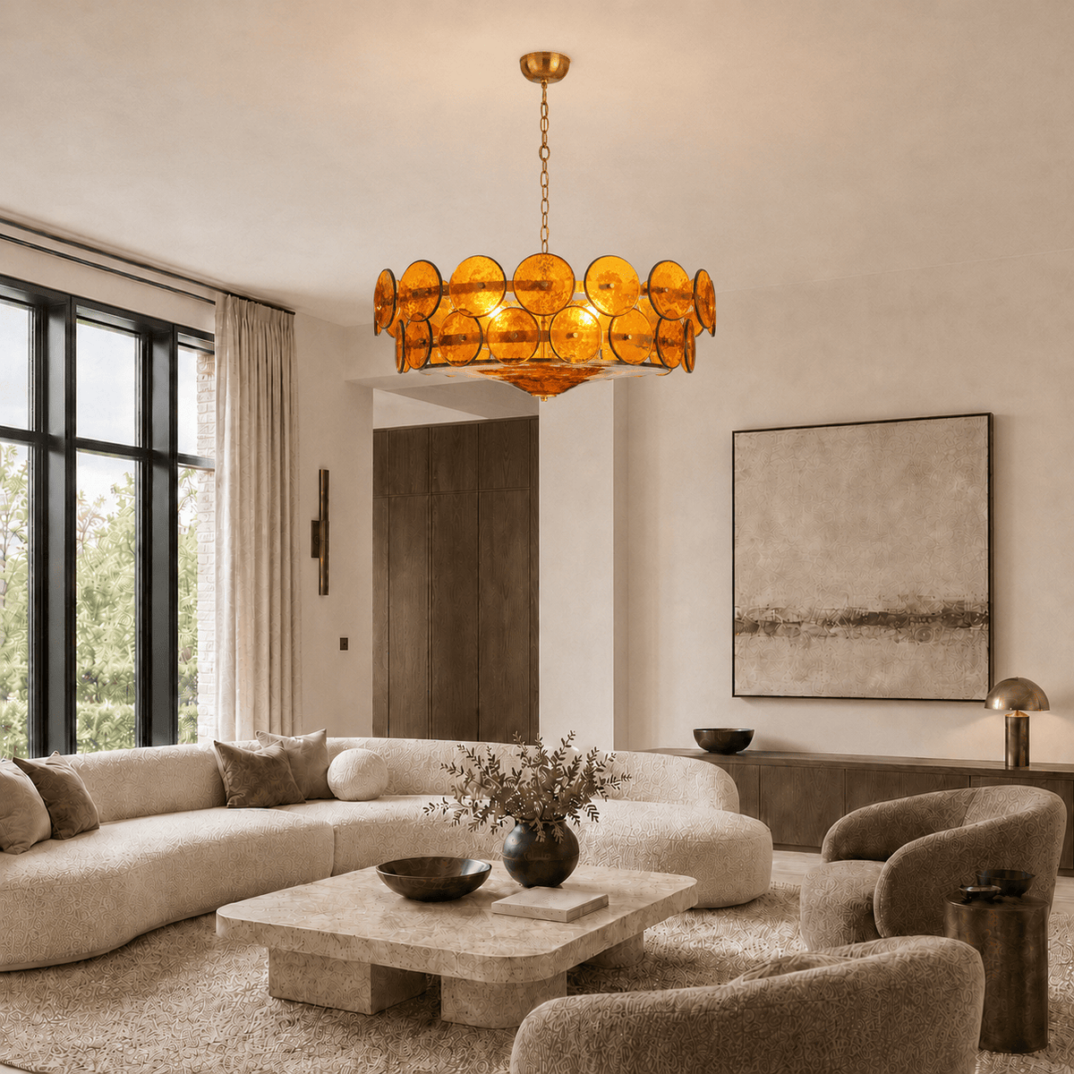 Norven Living Chandeliers Glass Amber