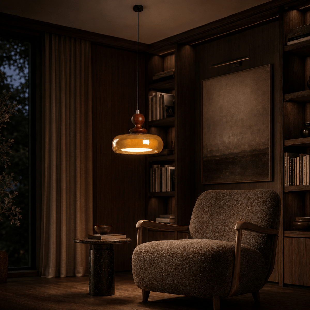 Norven Living Cognac Glass Double Layer Pendant Light