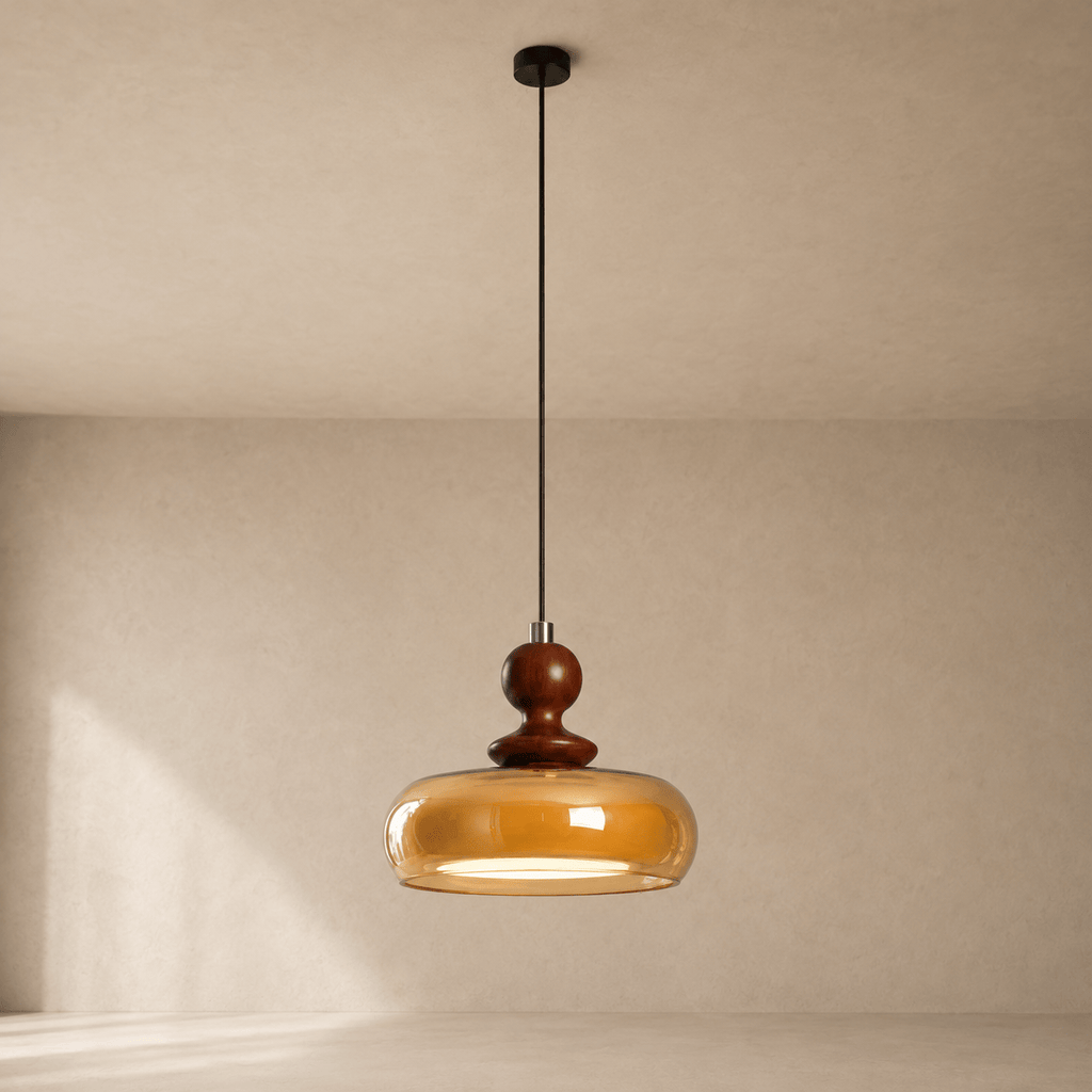 Norven Living Cognac Glass Double Layer Pendant Light