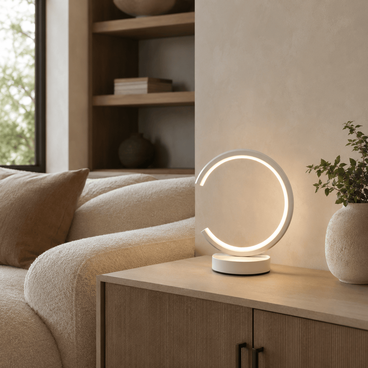 Norven Living Dimmable Circular LED Table Lamp – Aven
