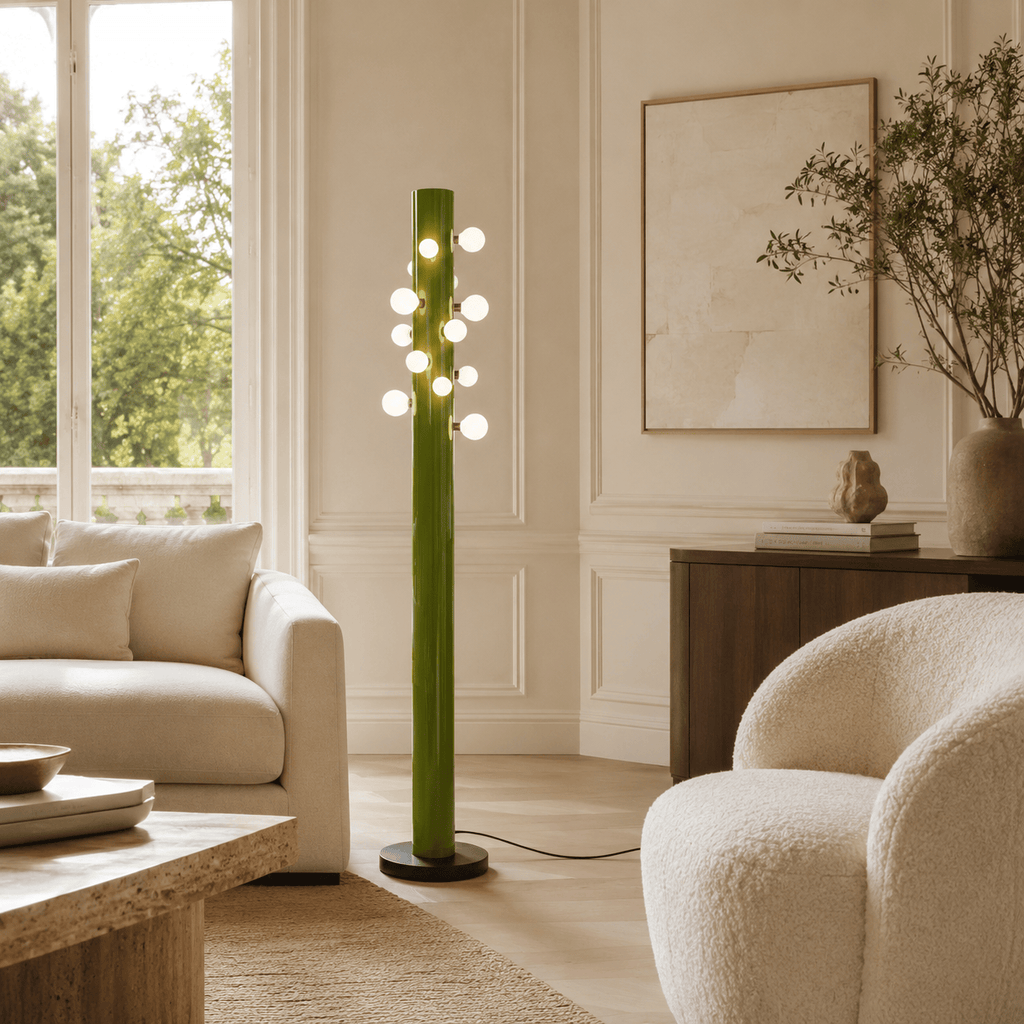 Norven Living Floor Lamps Glass Green LED