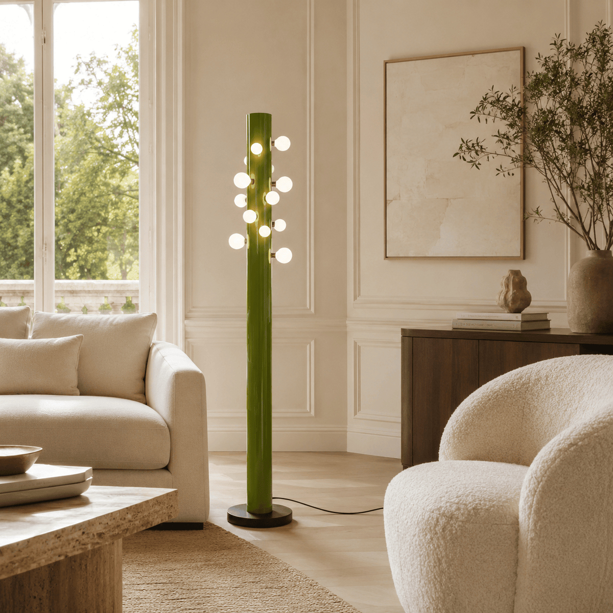 Norven Living Floor Lamps Glass Green LED