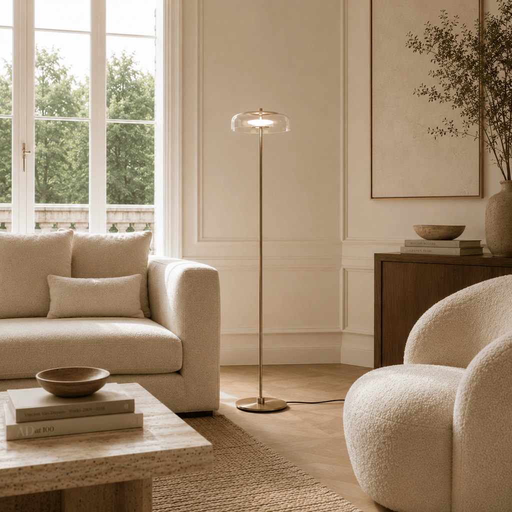 Norven Living Floor Lamps Metal Clear Glass Minimalist