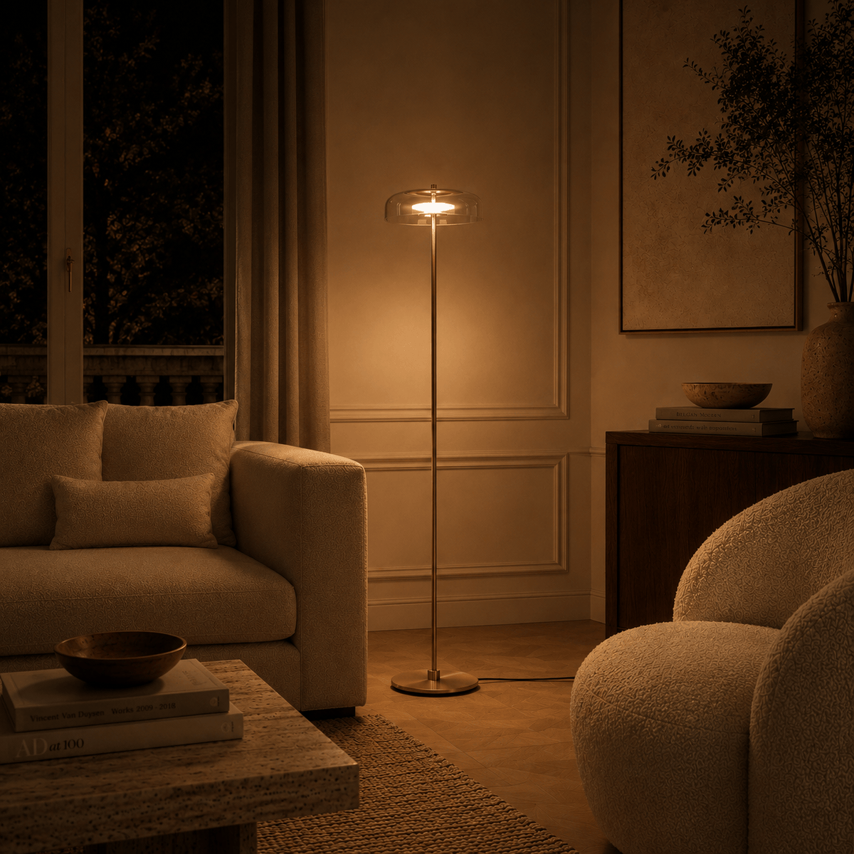 Norven Living Floor Lamps Metal Clear Glass Minimalist