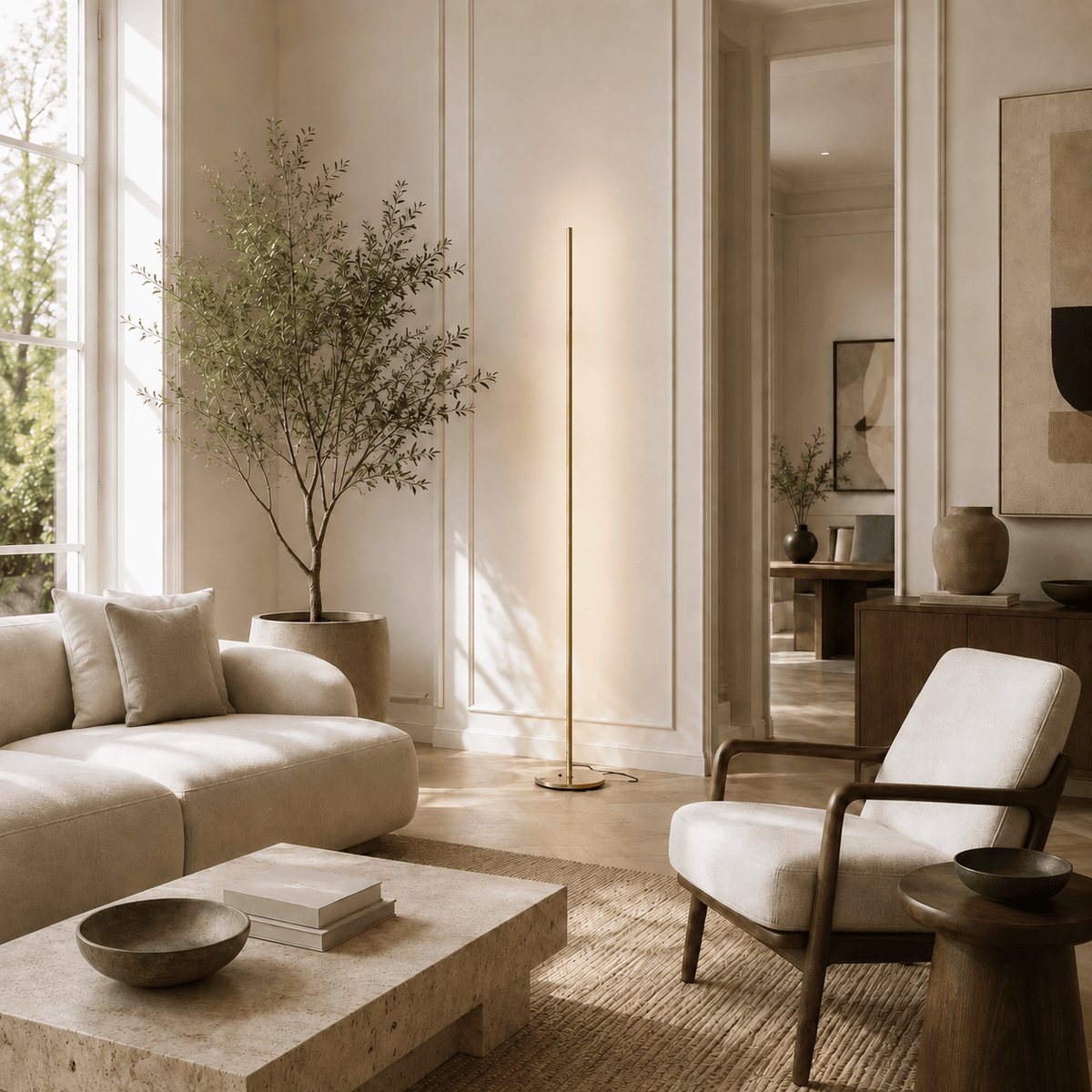 Norven Living Gold Floor Lamp LED Linear