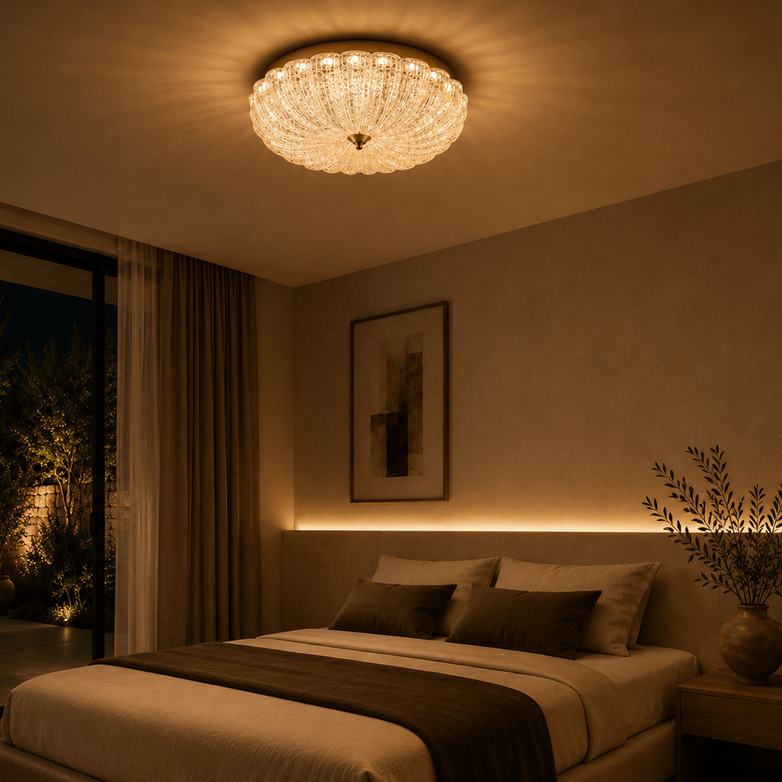Norven Living Led Flush Ceiling Lights Glass Retro