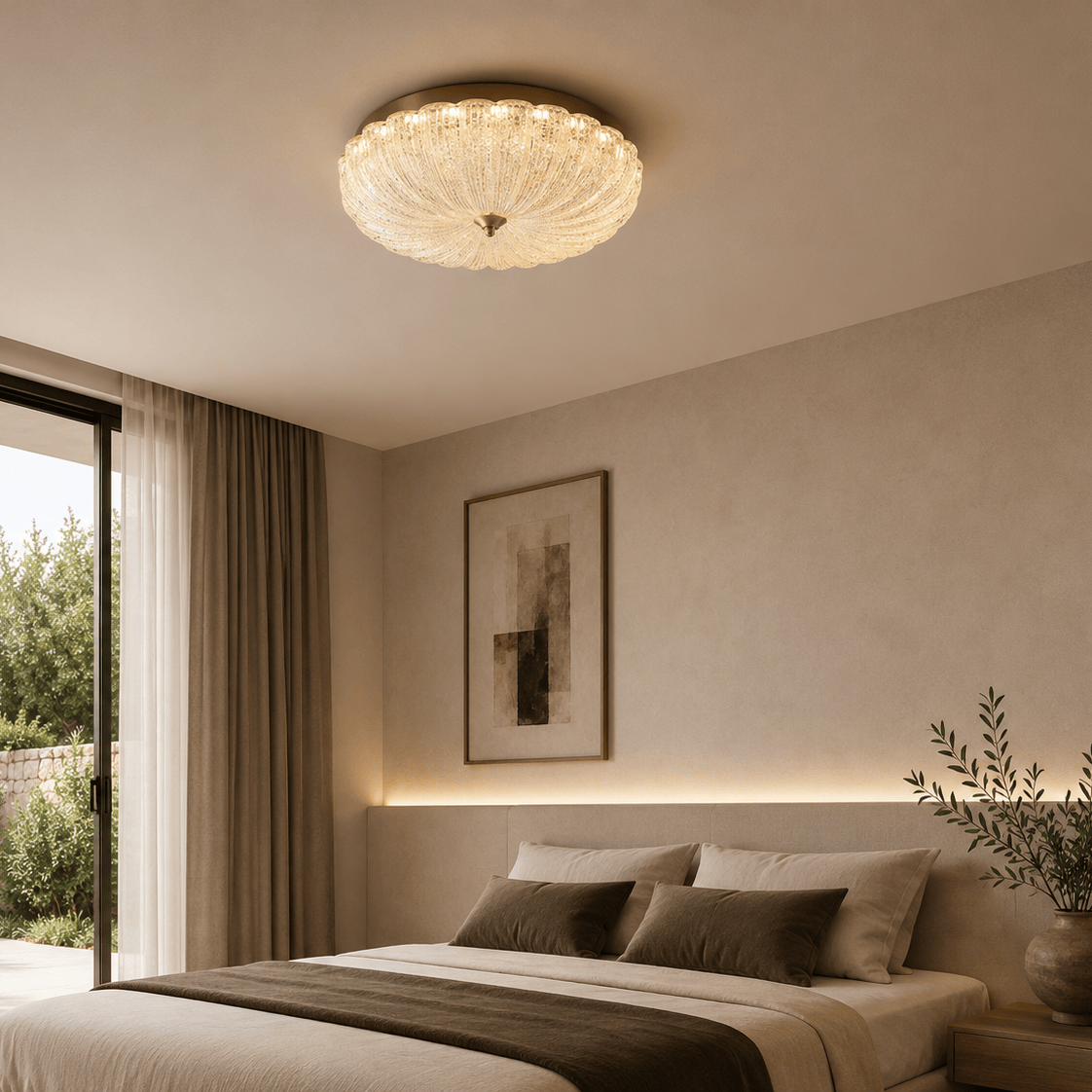 Norven Living Led Flush Ceiling Lights Glass Retro